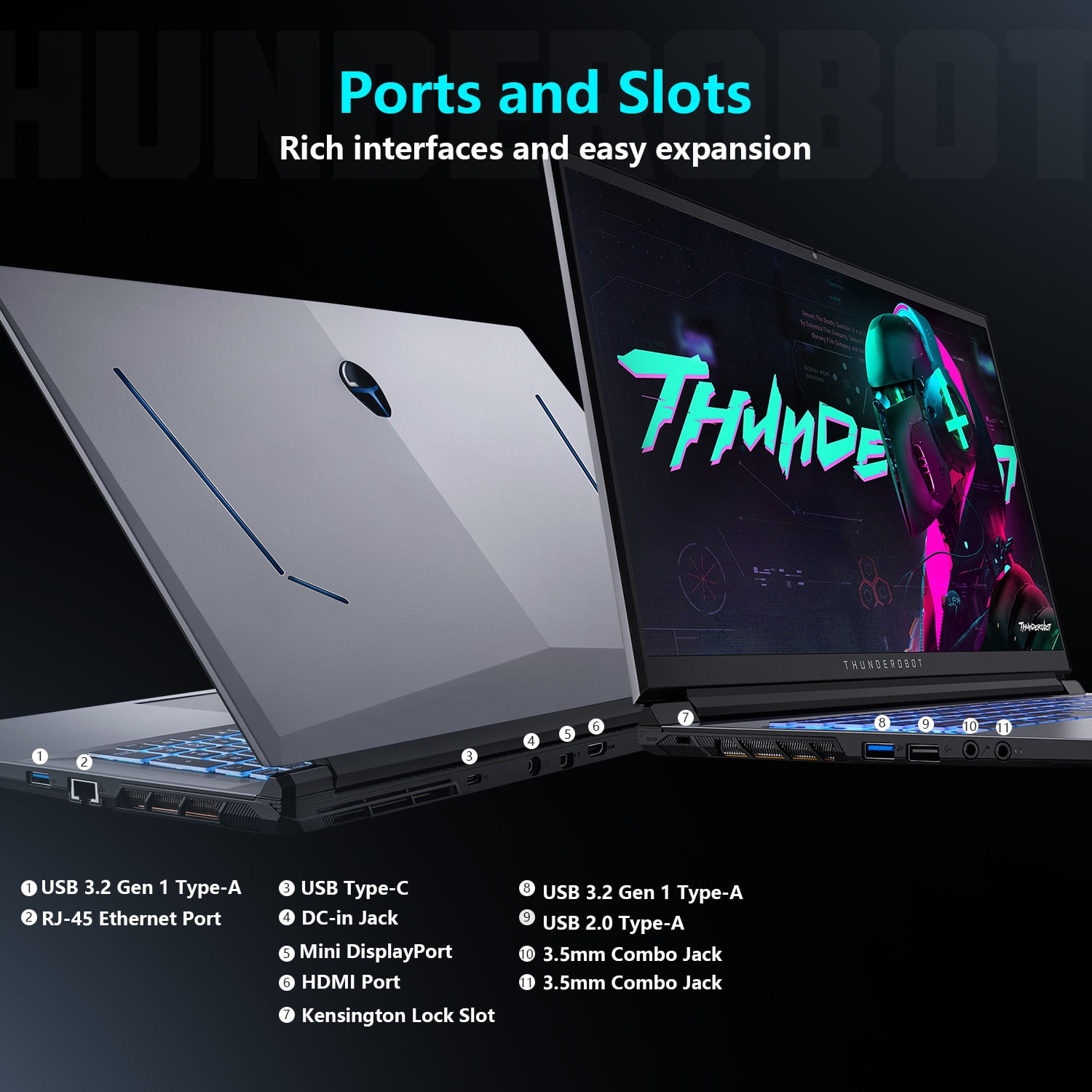 Thunderobot Storm 17 Gaming Laptop  17 3" FHD 144Hz  Core i5 12450H  GeForce RTX 3050  16GB RAM  512GB SSD  RGB Keyboard  Win 11 Home