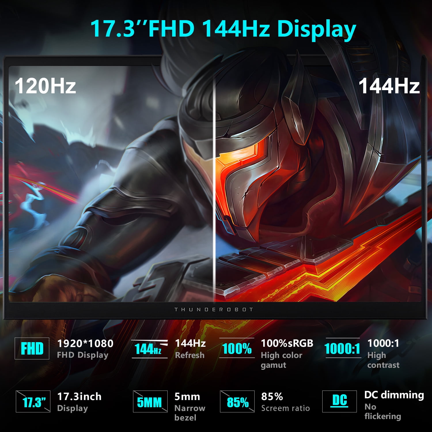 Thunderobot Storm 17 Gaming Laptop  17 3" FHD 144Hz  Core i5 12450H  GeForce RTX 3050  16GB RAM  512GB SSD  RGB Keyboard  Win 11 Home