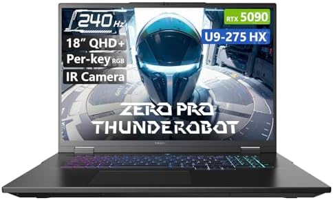 Thunderobot Zero 18 Pro 5090 Gaming Laptop  18 QHD  240Hz 2 5K Hummingbird Display  Core Ultra 9 275HX  GeForce RTX 5090  32GB DDR5  1TB SSD  Per Key RGB  FHD IR Camera  Wi Fi 6E  Win 11 Home
