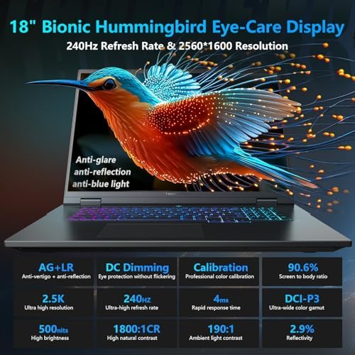 Thunderobot Zero 18 Pro 5090 Gaming Laptop  18 QHD  240Hz 2 5K Hummingbird Display  Core Ultra 9 275HX  GeForce RTX 5090  32GB DDR5  1TB SSD  Per Key RGB  FHD IR Camera  Wi Fi 6E  Win 11 Home