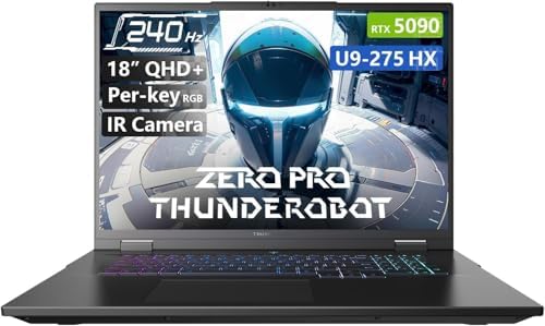 Thunderobot Zero 18 Pro 5090 Gaming Laptop  18 QHD  240Hz 2 5K Hummingbird Display  Core Ultra 9 275HX  GeForce RTX 5090  32GB DDR5  1TB SSD  Per Key RGB  FHD IR Camera  Wi Fi 6E  Win 11 Home