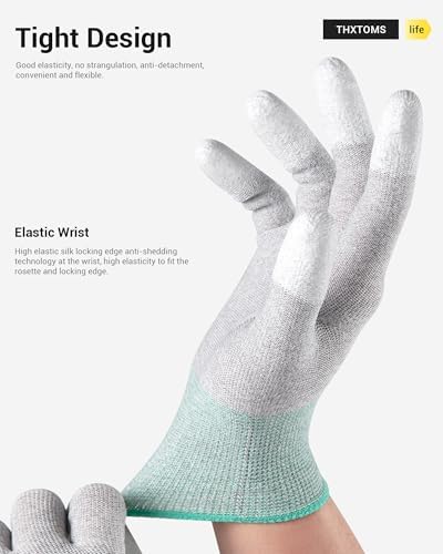 ThxToms ESD Anti Static Gloves  High Resistance Carbon Fiber Protects Your Computer Safe