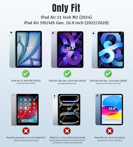 TiMOVO for iPad Air 11 Inch Case  M3/M2 2025/2024   iPad Air 5th Generation 2022/4th Gen 2020 10 9 Inch  Slim Hard Translucent Back Cover  Support Auto Wake/Sleep  Abyss Blue