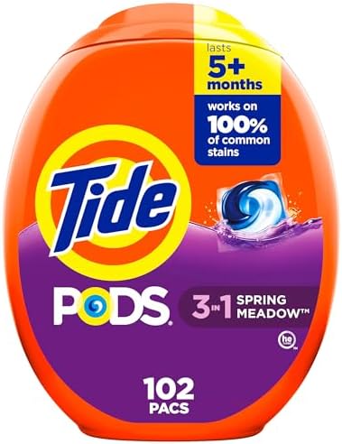 Tide PODS laundry detergent pacs  3 in 1 Stain Remover  Odor Fighter  Color Protector  112 Count  HE compatible  Spring Meadow Scent