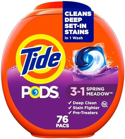 Tide PODS laundry detergent pacs  3 in 1 Stain Remover  Odor Fighter  Color Protector  112 Count  HE compatible  Spring Meadow Scent