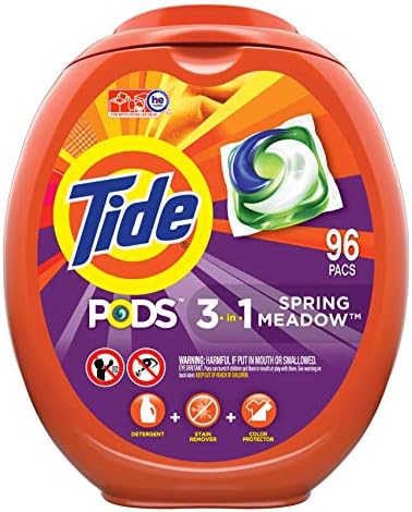 Tide PODS laundry detergent pacs  3 in 1 Stain Remover  Odor Fighter  Color Protector  112 Count  HE compatible  Spring Meadow Scent