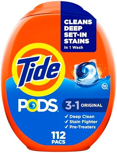 Tide PODS laundry detergent pacs  3 in 1 Stain Remover  Odor Fighter  Color Protector  112 Count  HE compatible  Spring Meadow Scent