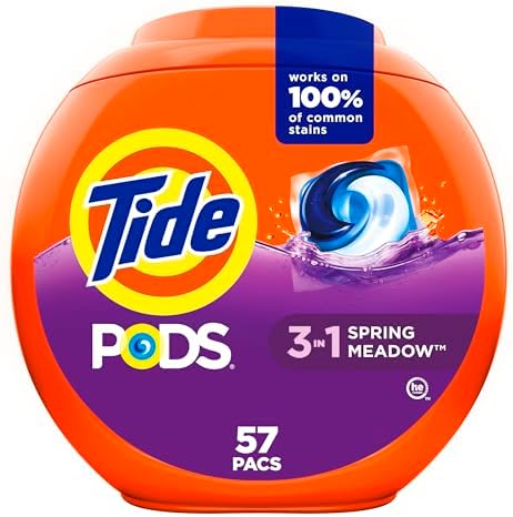 Tide PODS laundry detergent pacs  3 in 1 Stain Remover  Odor Fighter  Color Protector  112 Count  HE compatible  Spring Meadow Scent