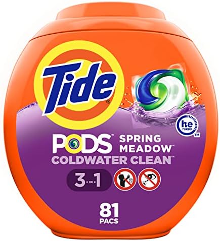 Tide PODS laundry detergent pacs  3 in 1 Stain Remover  Odor Fighter  Color Protector  112 Count  HE compatible  Spring Meadow Scent