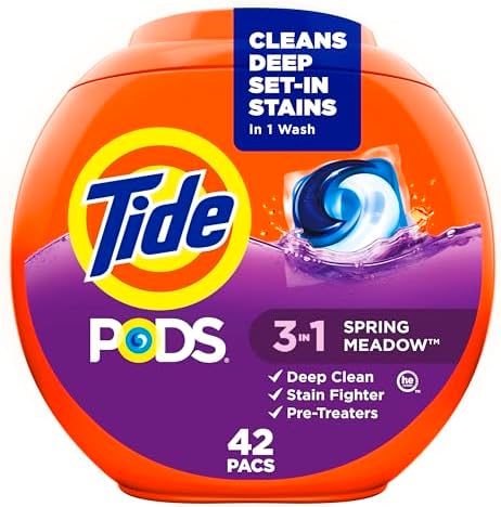 Tide PODS laundry detergent pacs  3 in 1 Stain Remover  Odor Fighter  Color Protector  112 Count  HE compatible  Spring Meadow Scent
