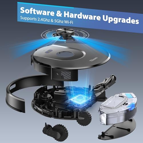 Tikom Robot Vacuum and Mop Combo  6000Pa Automatic Robotic Vacuum Cleaner  Smart Mapping  150 Min Max  Ideal for Pet Hair  Hardfloors  Carpets  Home L8000 Pro 