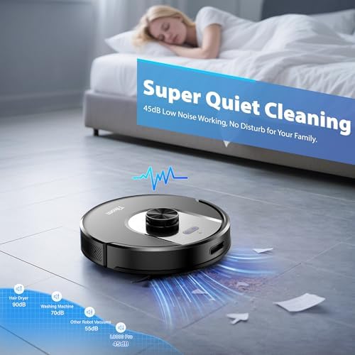 Tikom Robot Vacuum and Mop Combo  6000Pa Automatic Robotic Vacuum Cleaner  Smart Mapping  150 Min Max  Ideal for Pet Hair  Hardfloors  Carpets  Home L8000 Pro 