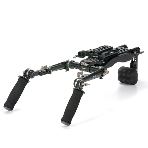 Tilta Lightweight Shoulder Rig   Foldable   Aviation Grade Aluminum Alloy   Dual Quick Release   15mm Rod Mount/NATO Rail Adapter   Compatible with Manfrotto/Arca   TA LSR B