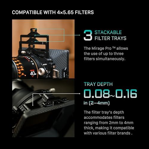 Tilta Mirage Pro Matte Box VND Kit   Swing Away   114mm VND Filter 1 7 Stops   Hard Matte Set   Carrying Case   95mm  110mm  114mm  136mm Lens Adapters   Use up to 3 4x5 65 Filters   Carbon Fiber
