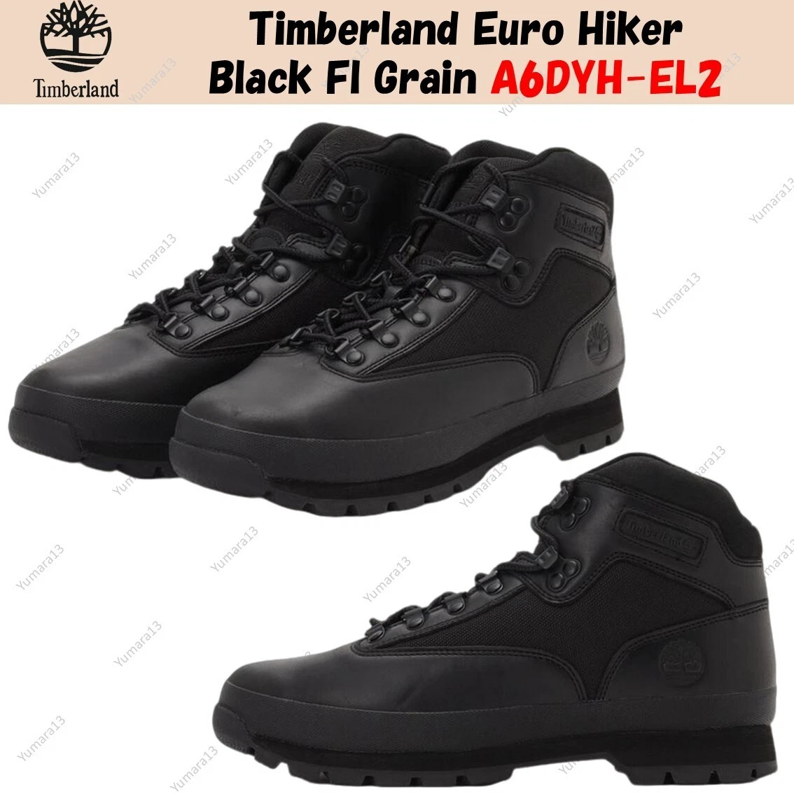 Timberland Euro Hiker Black Fl Grain A6DYH EL2 Men s Size