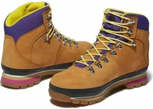 Timberland Euro Hiker F/L Waterproof Boot Wheat Nubuck/Purple 8 5 B  M 