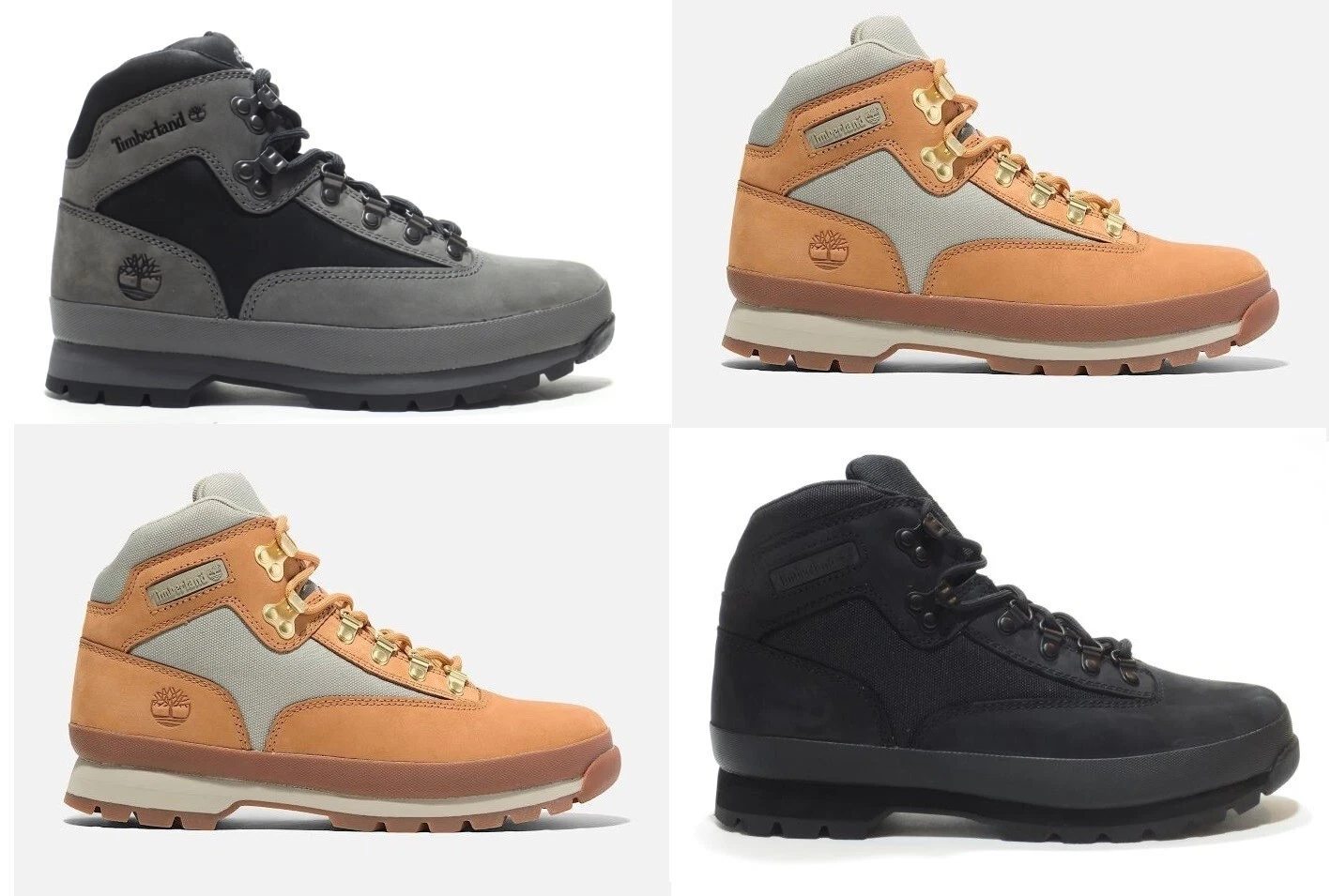 Timberland Men s Euro Hiker Mid Lace Up Gray Black Wheat Style A64RD A28GY A28A2