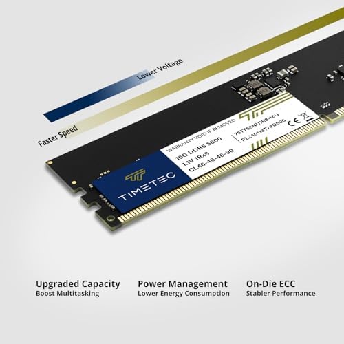Timetec DDR5 Unbuffered Non ECC 1 1V 288 Pin UDIMM Desktop Memory RAM Module Upgrade  4800MHz  16GB