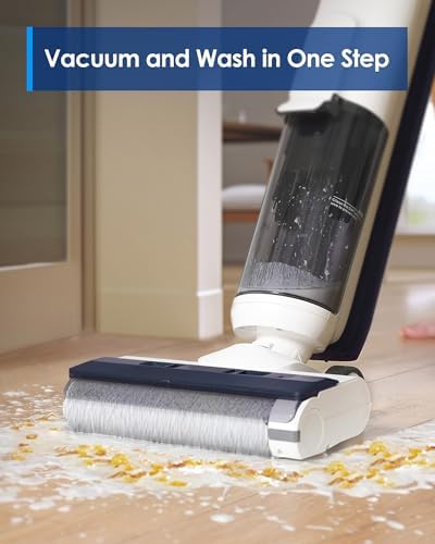 Tineco Floor ONE S5 Smart Cordless Wet Dry Vacuum Cleaner and Mop for Hard Floors  Digital Display  Long Run Time  Great for Sticky Messes and Pet Hair  Space Saving Design  Blue