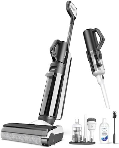 Tineco Floor ONE S5 Smart Cordless Wet Dry Vacuum Cleaner and Mop for Hard Floors  Digital Display  Long Run Time  Great for Sticky Messes and Pet Hair  Space Saving Design  Blue