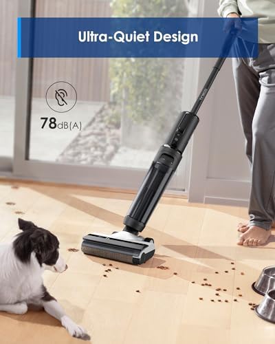 Tineco Floor ONE S5 Smart Cordless Wet Dry Vacuum Cleaner and Mop for Hard Floors  Digital Display  Long Run Time  Great for Sticky Messes and Pet Hair  Space Saving Design  Blue