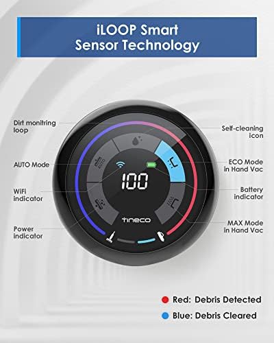 Tineco Floor ONE S5 Smart Cordless Wet Dry Vacuum Cleaner and Mop for Hard Floors  Digital Display  Long Run Time  Great for Sticky Messes and Pet Hair  Space Saving Design  Blue