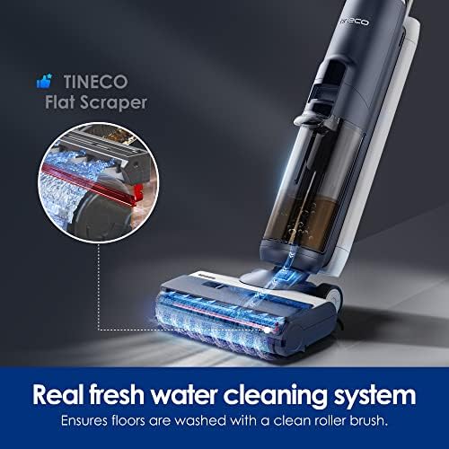 Tineco Floor ONE S5 Smart Cordless Wet Dry Vacuum Cleaner and Mop for Hard Floors  Digital Display  Long Run Time  Great for Sticky Messes and Pet Hair  Space Saving Design  Blue