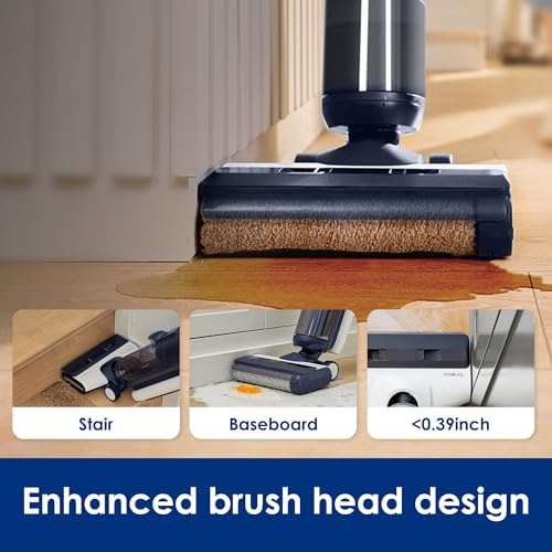 Tineco Floor ONE S5 Smart Cordless Wet Dry Vacuum Cleaner and Mop for Hard Floors  Digital Display  Long Run Time  Great for Sticky Messes and Pet Hair  Space Saving Design  Blue
