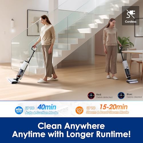 Tineco Floor ONE S7 Steam Cordless Wet Dry Vacuum Steam Mop All in One  Floor Washer for Sticky Mess Clean Up on Hard Floors with Digital Display  Self Cleaning  Edge Cleaning  Safe for Kids & Pets