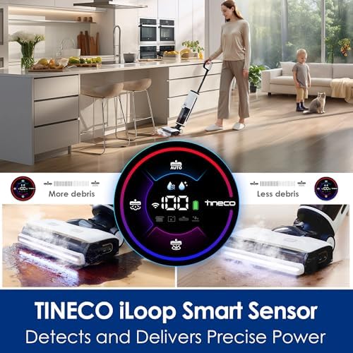 Tineco Floor ONE S7 Steam Cordless Wet Dry Vacuum Steam Mop All in One  Floor Washer for Sticky Mess Clean Up on Hard Floors with Digital Display  Self Cleaning  Edge Cleaning  Safe for Kids & Pets