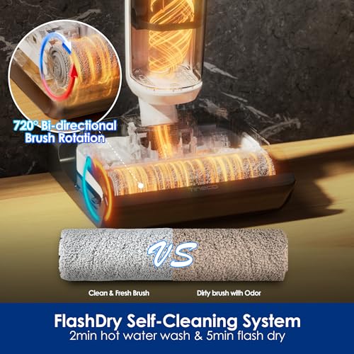 Tineco Floor ONE Stretch S6 Cordless Wet Dry Vacuum Cleaner  180 Lay Flat Smart Vacuum Mop  40 Minutes Long Runtime 158  Flashdry Self Cleaning  Dual Sided Edge Cleaning Lightweight Floor Cleaner