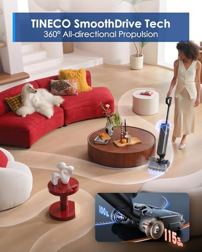 Tineco Floor One S9 Artist Steam Wet Dry Vacuum Cleaner  High Temp Steam Cleaning  22kPa Suction  360  SmoothDrive  Anti Tangle Design  185 F Flashdry  Long Runtime  180  Lay Flat