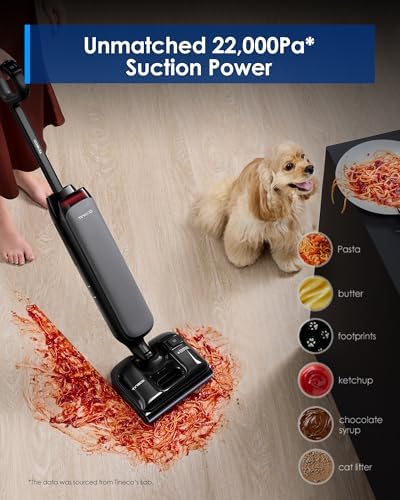 Tineco Wet Dry Vacuum Cleaner 22kPa Suction Floor Cleaner Mop  50 Min Runtime  iLoop Smart Sensor  DualBlock Anti Tangle Design  185  Flashdry  Dual Edge Cleaning  180  Lay Flat  Floor One S7 Artist