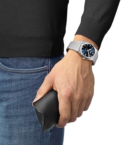 Reloj de vestir para hombre Tissot PRX con carcasa de acero inoxidable 316L, color gris, T1374101104100