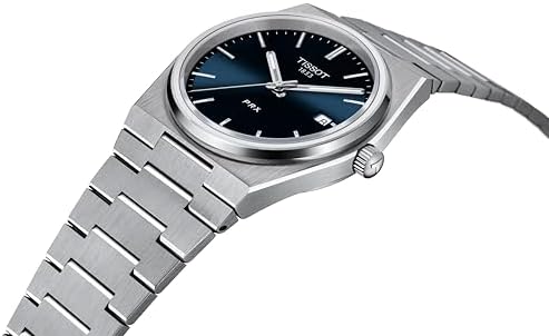 Reloj de vestir para hombre Tissot PRX con carcasa de acero inoxidable 316L, color gris, T1374101104100
