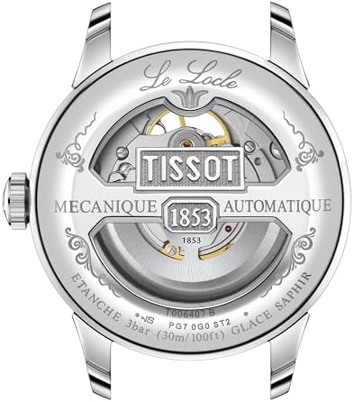 Tissot Mens Tissot Le Locle Powermatic 80 Open Heart 316L Stainless Steel case Automatic Watches  Grey  Stainless Steel  19  T0064071103302 