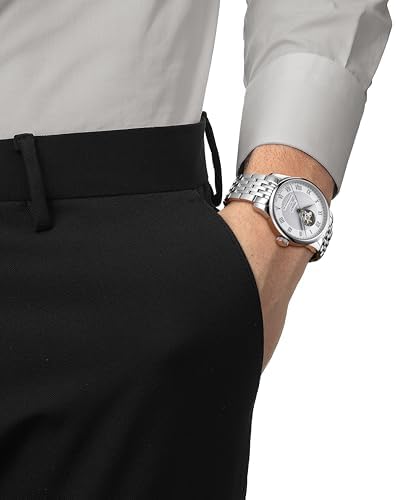 Tissot Mens Tissot Le Locle Powermatic 80 Open Heart 316L Stainless Steel case Automatic Watches  Grey  Stainless Steel  19  T0064071103302 