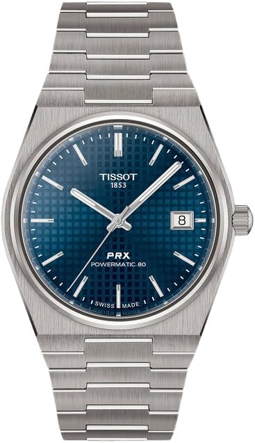 Tissot PRX 38mm  Swiss Automatic Watch for Men  Titanium Case  Blue Dial  T1378074404100