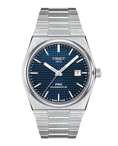 Tissot PRX Swiss Automatic Watch for Men  Blue Dial  Stainless Steel  40 mm Case  T1374071104100