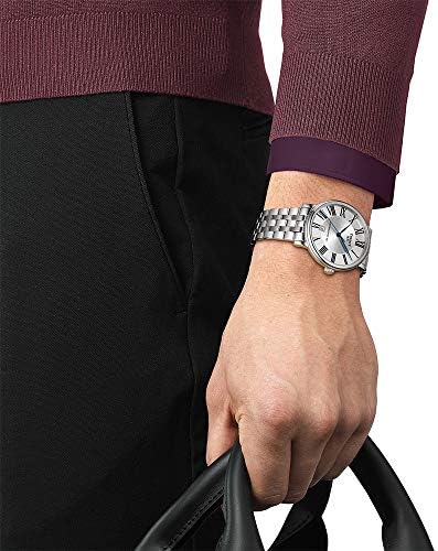 Tissot mens Carson Auto Stainless Steel Dress Watch Grey T1224071103300