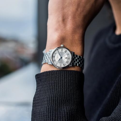 Tissot mens Carson Auto Stainless Steel Dress Watch Grey T1224071103300