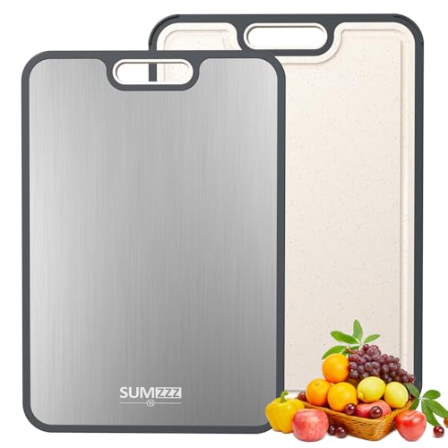 Titanium Cutting Board for Kitchen  Cutting Board Double Sided Food Grade  Pure Titanium and Wheat Straw PP  Easy to Clean Large Size 16  11 