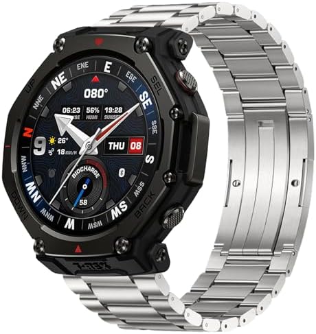 Titanium Watch Band Compatible for Amazfit T Rex 3 Pro 48mm  Ultralight Durable Titanium Watch Strap  Size Adjustable Easy Installation