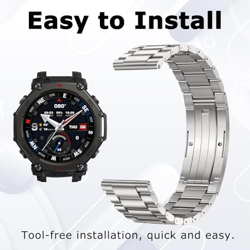 Titanium Watch Band Compatible for Amazfit T Rex 3 Pro 48mm  Ultralight Durable Titanium Watch Strap  Size Adjustable Easy Installation
