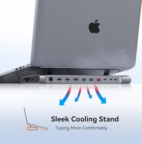 TobenONE MacBook Docking Station Dual 4K 60Hz Monitor  16 in 2 USB C Docking Station Stand with 2 5Gbps Ethernet 100W GaN Power Supply  2 HDMI&DP  5 USB Ports