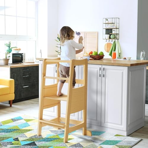 Toddler Standing Tower  Toddler Step Stool with Safety Rail  3 Heights Adjustable Learning Standing Stool  Wide Platform Design Step Stool  Stool for Kids