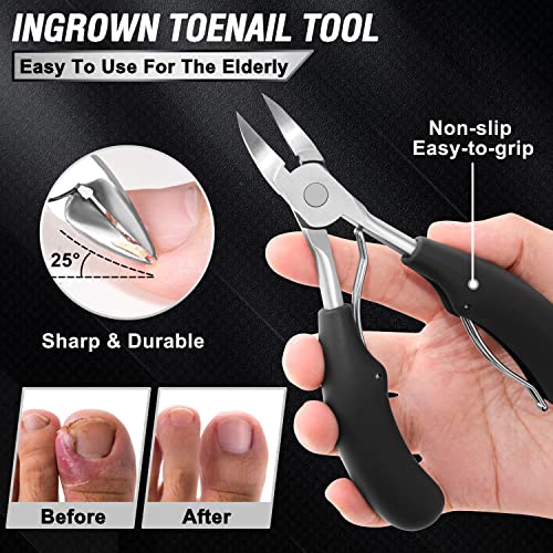 Toenail Clippers for Seniors Thick Toenails  Aucurwen Heavy Duty Toe Nail Clippers Adult Thick Nails Long Handle  Large Toenail Clippers for Thick Nails 7Pcs