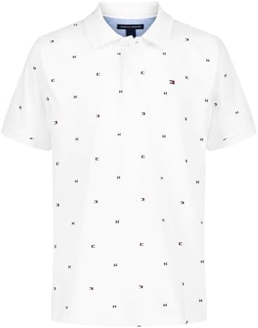 Tommy Hilfiger Boys Short Sleeve Fashion Polo Shirt  Button Closure  Soft & Comfortable
