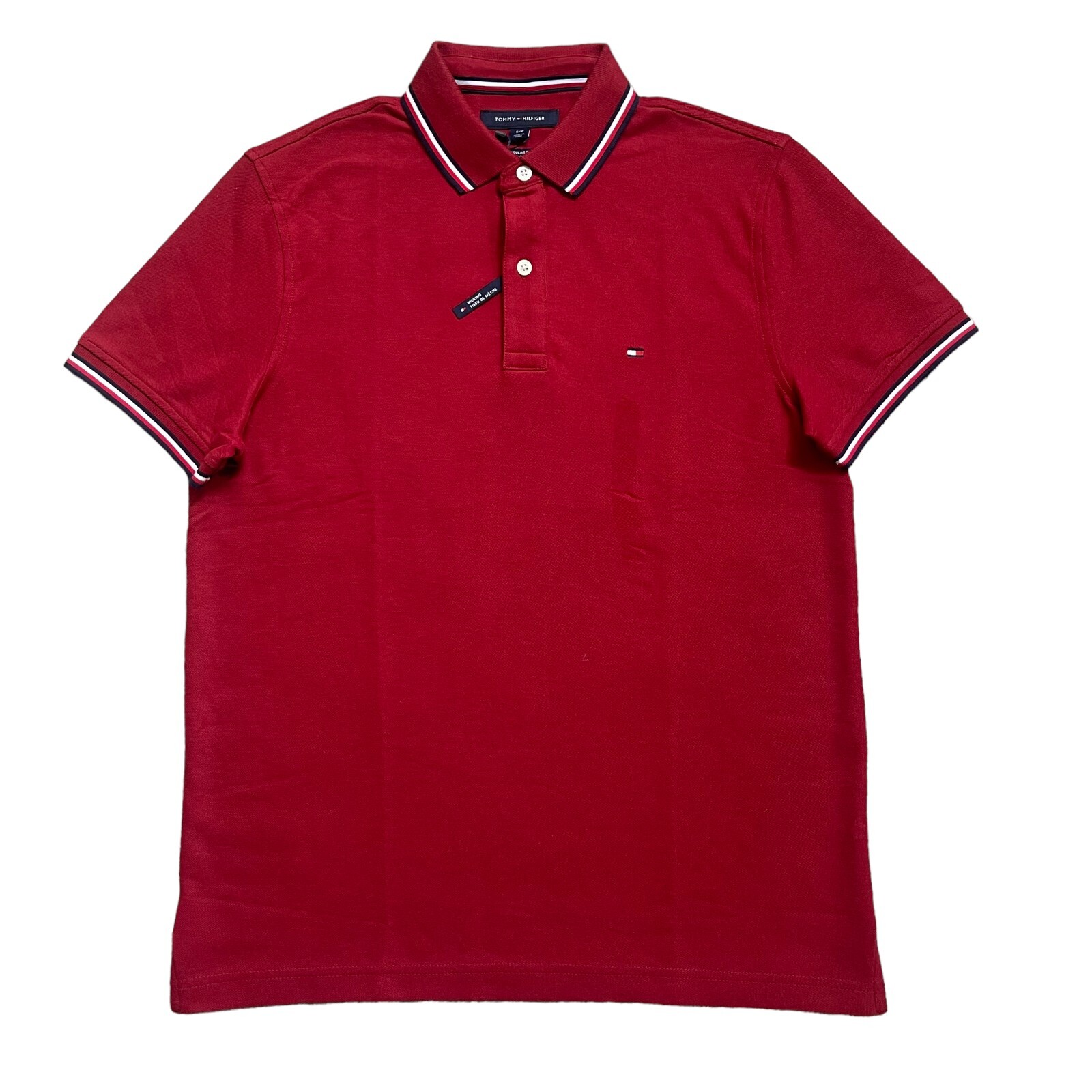 Talla M - Tommy Hilfiger Men s Wine Red Regular Fit Wicking Performance Pique Solid Polo
