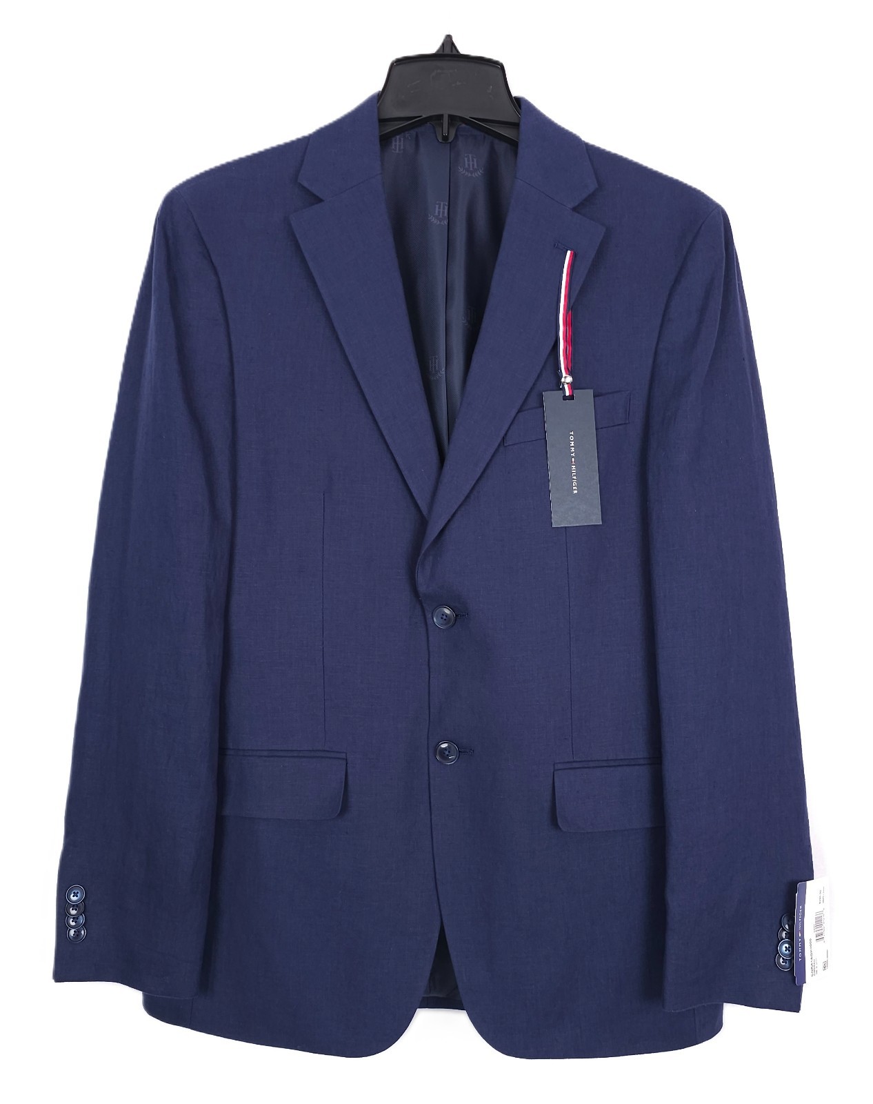 Tommy Hilfiger Men's Modern-Fit 100% Linen Sport Coat Navy Solid 38R NWT New with tags